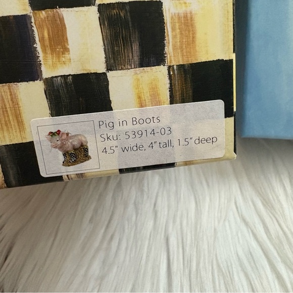 2014 Mackenzie Childs Pig in Boots Glass Holiday Ornament w/Box! - Picture 7 of 9